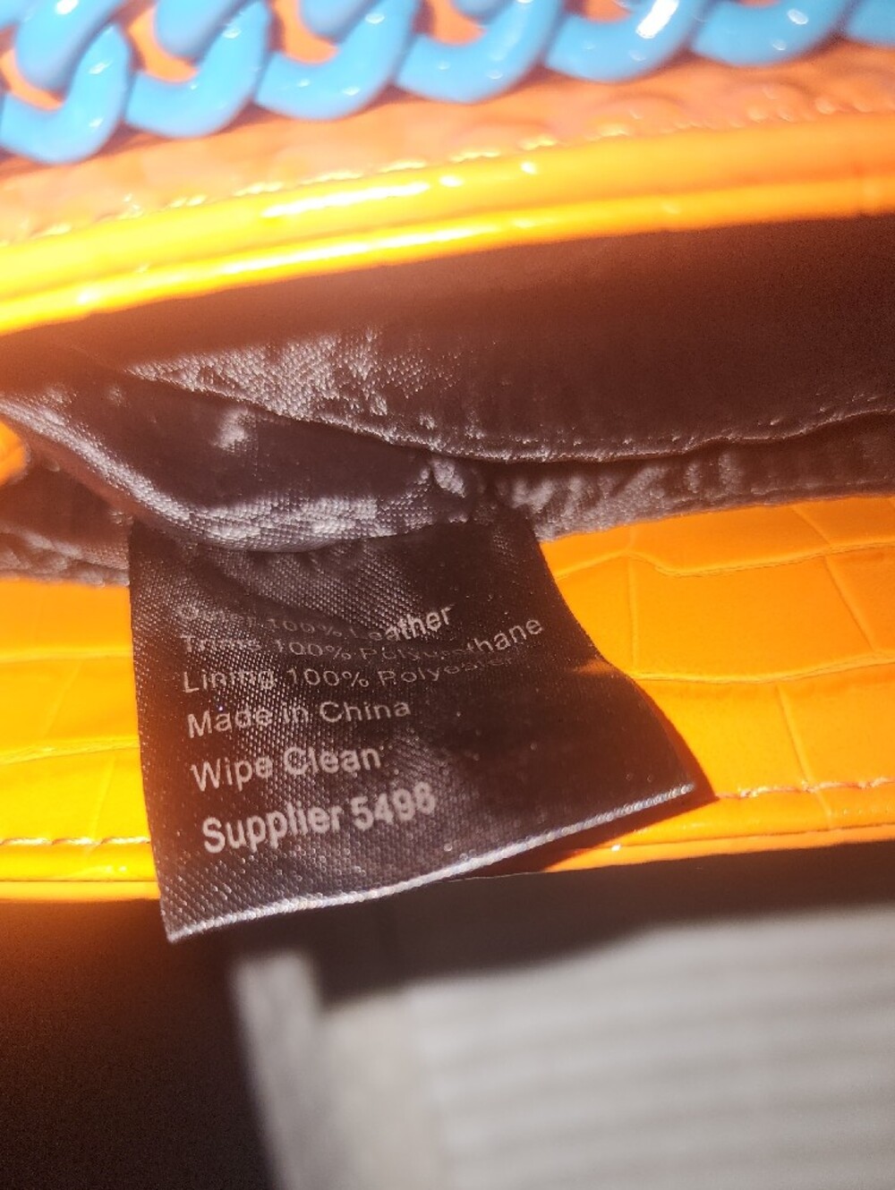 Kurt Geiger Orange Croc-Embossed Shoulder Bag with Pink Emblem - Picture 5 of 13